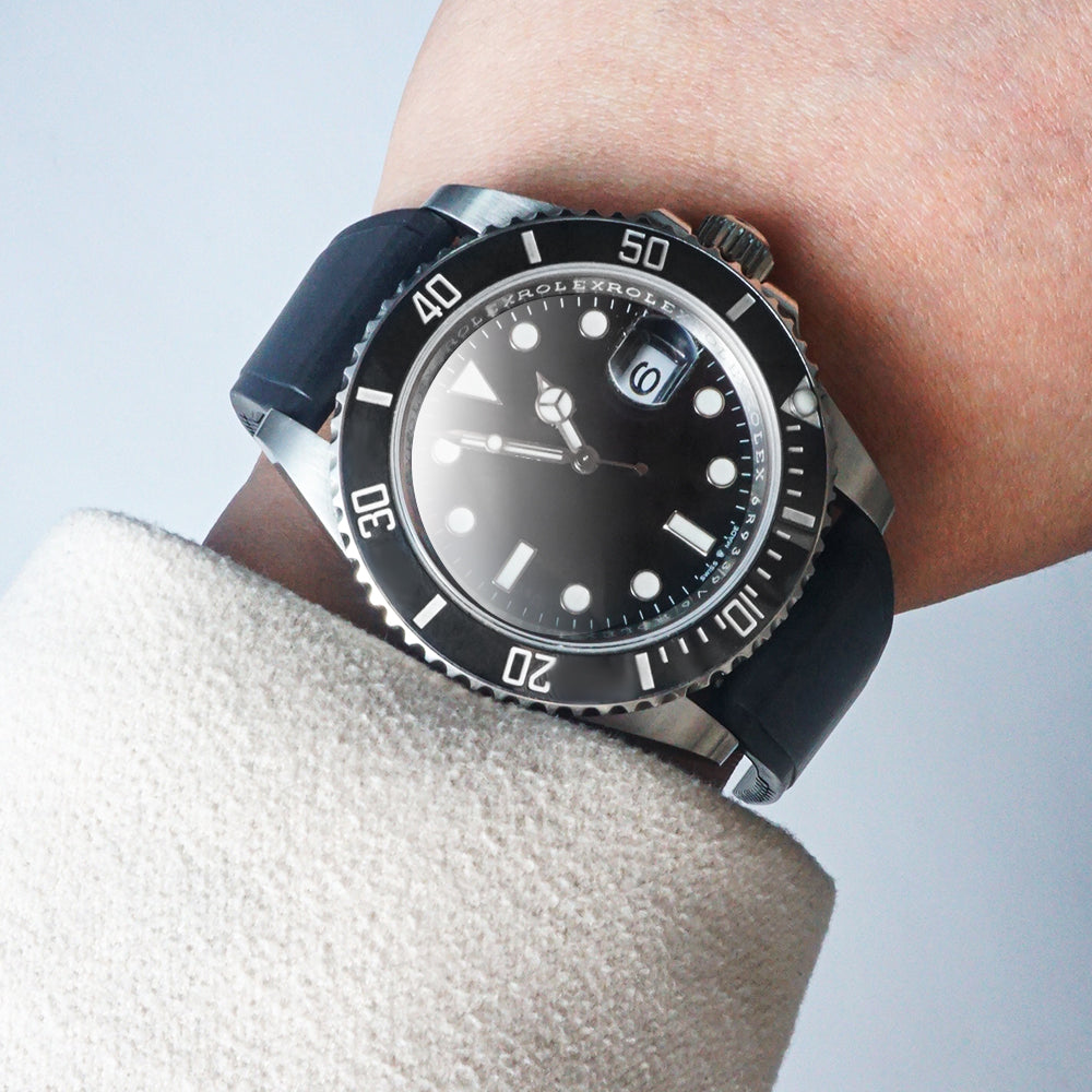 Black Universal FKM Rubber Strap 20mm