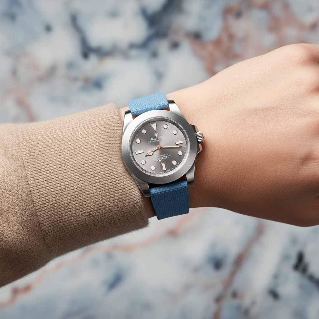 Baby-Blue Linen-Patterned CTS Strap